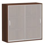 Glas-Schiebetürenschrank 3 Ordnerhöhen STYLE | Breite 120 cm | Nussbaum