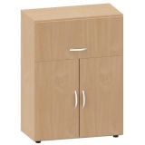 Schrankregal 3 Ordnerhöhen LIFE | 1 Hängeregisterauszug + Türen | 80 cm breit | Buche Natur