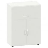 Schrankregal 3 Ordnerh�hen LIFE | 1 H�ngeregisterauszug + T�ren | 80 cm breit | Weiss
