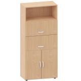 Schrankregal 5 Ordnerh�hen LIFE | 2 H�ngeregisterausz�ge + T�ren | 80 cm breit |  Buche Natur