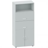 Schrankregal 5 Ordnerh�hen LIFE | 2 H�ngeregisterausz�ge + T�ren | 80 cm breit |  Hellgrau