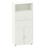 Schrankregal 5 Ordnerh�hen LIFE | 2 H�ngeregisterausz�ge + T�ren | 80 cm breit |  Weiss 