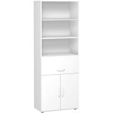 Schrankregal 6 Ordnerh�hen LIFE | 1 H�ngeregisterauszug + T�ren | 80 cm breit |  Weiss
