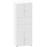 Schrankregal 6 Ordnerhöhen LIFE | 2 Hängeregisterauszüge + 2 Türen | 80 cm breit | Weiss