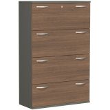 Hängeregisterschrank 4 Ordnerhöhen STYLE | 100 cm breit | Dekor Graphit/Nussbaum