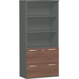 Hängeregisterschrank 5 Ordnerhöhen STYLE | 80 cm breit | Dekor Graphit/Nussbaum