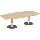Konferenztisch STYLE in Bootsform | 240 x 120 cm | Säulenfuß silber | Platte Ahorn hell