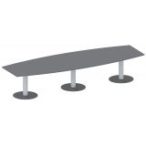 Konferenztisch STYLE in Bootsform | 360 x 120 cm | Säulenfuß silber | Platte Graphit
