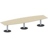 Konferenztisch STYLE in Bootsform | 400 x 120 cm | S�ulenfu� silber | Platte Ahorn hell 