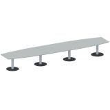 Konferenztisch STYLE in Bootsform | 520 x 120 cm | Säulenfuß silber | Platte Hellgrau