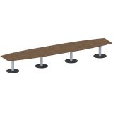 Konferenztisch STYLE in Bootsform | 520 x 120 cm | S�ulenfu� silber | Platte Nussbaum 