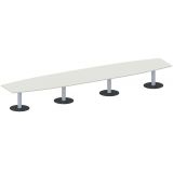 Konferenztisch STYLE in Bootsform | 520 x 120 cm | Säulenfuß silber | Platte Weiß