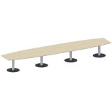 Konferenztisch STYLE in Bootsform | 520 x 120 cm | Säulenfuß silber | Platte Ahorn hell