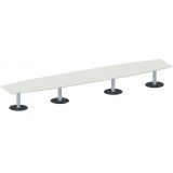 Konferenztisch STYLE in Bootsform | 600 x 120 cm | S�ulenfu� silber | Platte Wei� 
