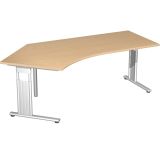 Schreibtisch LIFE | 135°-Freiform 216 x 80/113 cm | Buche Natur