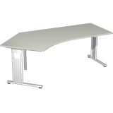 Schreibtisch LIFE | 135�-Freiform 216 x 80/113 cm | Hellgrau