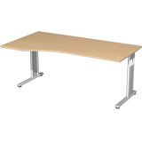 Schreibtisch LIFE | PC-Form 180 x 80/100 cm | Buche Natur