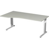 Schreibtisch LIFE | PC-Form 180 x 80/100 cm | Hellgrau