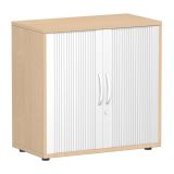 Quer-Rollladenschrank 2 Ordnerhöhen LIFE | Breite 80 cm | Buche Natur/Silber