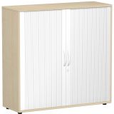 Quer-Rollladenschrank 3 Ordnerhöhen LIFE | Breite 120 cm | Ahorn hell/Silber