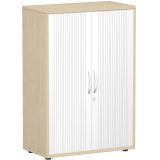 Quer-Rollladenschrank 3 Ordnerhöhen LIFE | Breite 80 cm | Ahorn hell/Silber