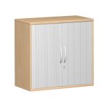 Quer-Rollladenschrank 2 OH STYLE | 80 cm breit | Korpus Buche Natur | Front Silber