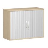Quer-Rollladenschrank 2 OH STYLE | 100 cm breit | Korpus Ahorn hell | Front Silber