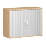 Quer-Rollladenschrank 2 OH STYLE | 100 cm breit | Korpus Buche Natur | Front Silber