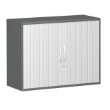 Quer-Rollladenschrank 2 OH STYLE | 100 cm breit | Korpus Graphit | Front Silber