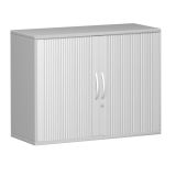 Quer-Rollladenschrank 2 OH STYLE | 100 cm breit | Korpus Hellgrau | Front Silber