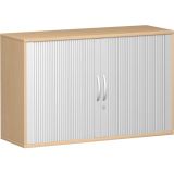 Quer-Rollladenschrank 2 OH STYLE | 120 cm breit | Korpus Buche Natur | Front Silber
