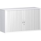 Quer-Rollladenschrank 2 OH STYLE | 160 cm breit | Korpus Wei� | Front Silber