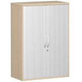 Quer-Rollladenschrank 3 OH STYLE | 80 cm breit | Korpus Ahorn hell | Front Silber