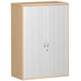 Quer-Rollladenschrank 3 OH STYLE | 80 cm breit | Korpus Buche Natur | Front Silber