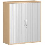 Quer-Rollladenschrank 3 OH STYLE | 100 cm breit | Korpus Buche Natur | Front Silber