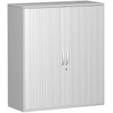 Quer-Rollladenschrank 3 OH STYLE | 100 cm breit | Korpus Hellgrau | Front Silber