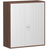 Quer-Rollladenschrank 3 OH STYLE | 100 cm breit | Korpus Nussbaum | Front Silber