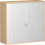 Quer-Rollladenschrank 3 OH STYLE | 120 cm breit | Korpus Buche Natur | Front Silber