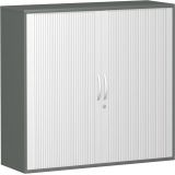 Quer-Rollladenschrank 3 OH STYLE | 120 cm breit | Korpus Graphit | Front Silber