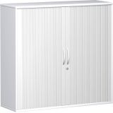 Quer-Rollladenschrank 3 OH STYLE | 120 cm breit | Korpus Weiß | Front Silber