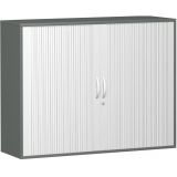 Quer-Rollladenschrank 3 OH STYLE | 160 cm breit | Korpus Graphit | Front Silber