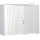 Quer-Rollladenschrank 3 OH STYLE | 160 cm breit | Korpus Weiß | Front Silber