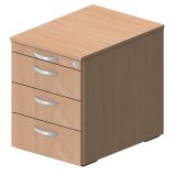 Rollcontainer STYLE | 60 cm tief | mit 3 Schüben + Utensilienauszug | Buche Natur