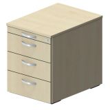 Rollcontainer STYLE | 60 cm tief | mit 3 Schüben + Utensilienauszug | Ahorn hell