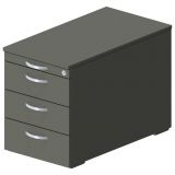 Rollcontainer STYLE | 80 cm tief | mit 3 Sch�ben + Utensilienauszug | Graphit
