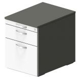 Rollcontainer STYLE | 60 cm tief | mit Hängeregistratur + Utensilienauszug | Graphit/Weiß