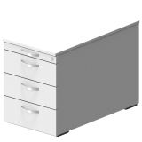 Rollcontainer STYLE | 80 cm tief | mit 3 Sch�ben + Utensilienauszug | Wei�