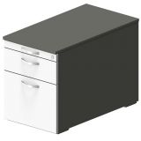 Rollcontainer STYLE | 80 cm tief | mit Hängeregistratur + Utensilienauszug | Graphit/Weiß