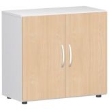 Fl�gelt�renschrank 2 Ordnerh�hen LIFE | 80 cm breit | Weiss | Buche Natur 