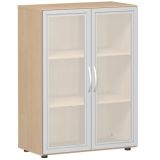 Glasschrank 3 Ordnerh�hen LIFE | 80 cm breit | Buche Natur / Milchglas 